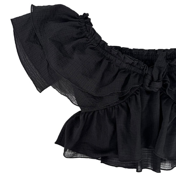 Zara Ruffled Off Shoulder Black Crop Top Size Medium Festival Casual Summer - Picture 3 of 15
